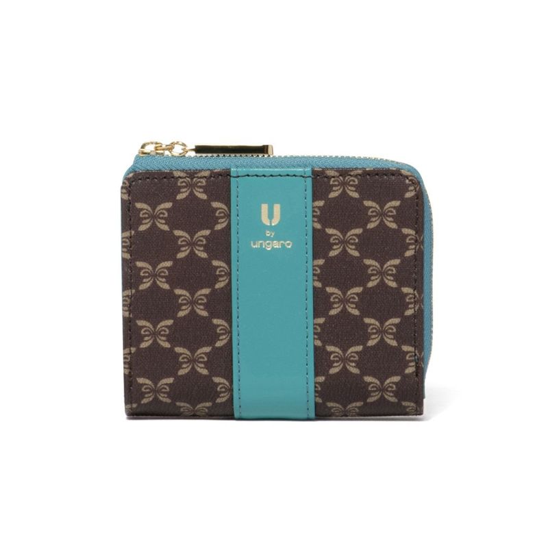 U by ungaro ミレーユ L字ファスナー折り財布 ターコイズブルー