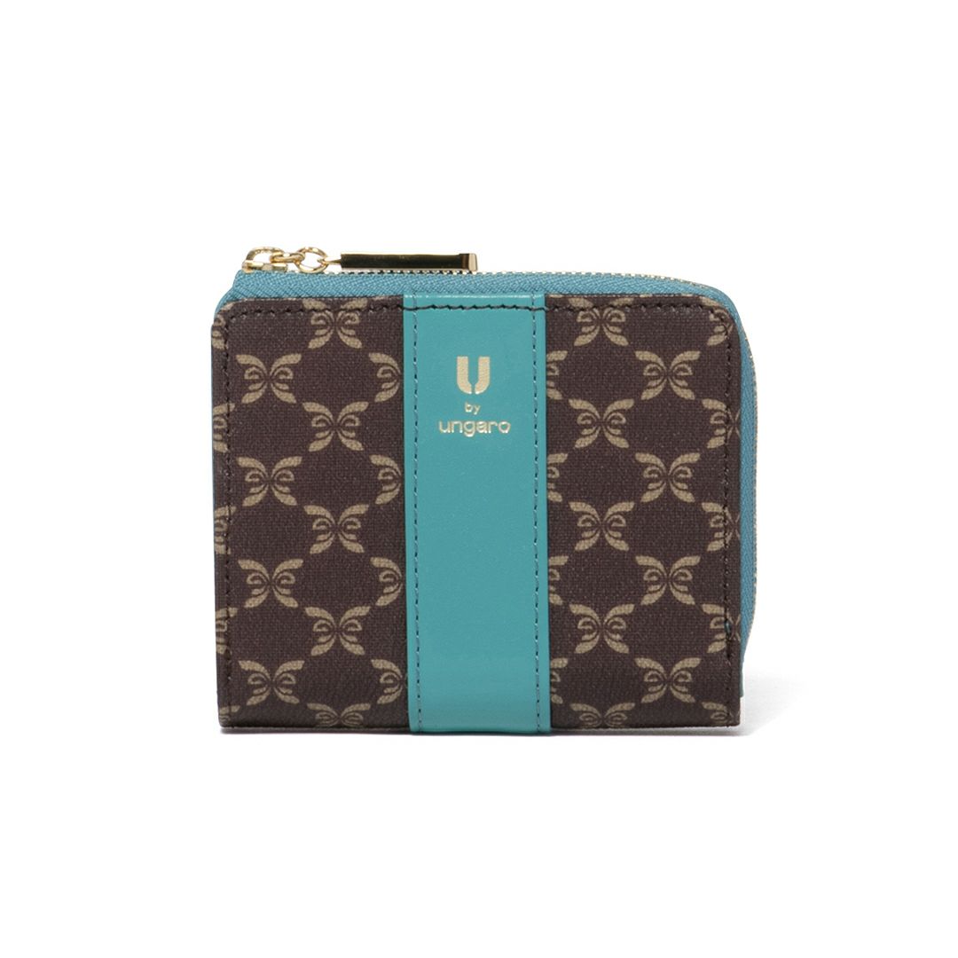 U by ungaro ミレーユ L字ファスナー折り財布 ターコイズブルー