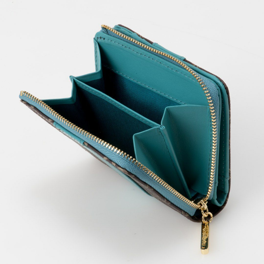 U by ungaro ミレーユ L字ファスナー折り財布 ターコイズブルー