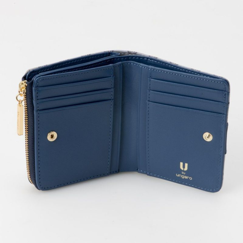 U by ungaro ミレーユ L字ファスナー折り財布 ブルー