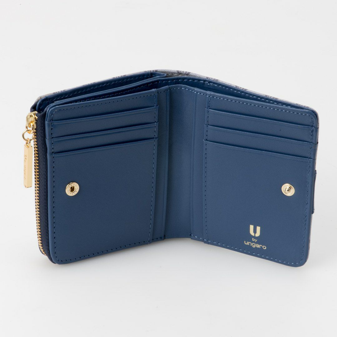 U by ungaro ミレーユ L字ファスナー折り財布 ブルー