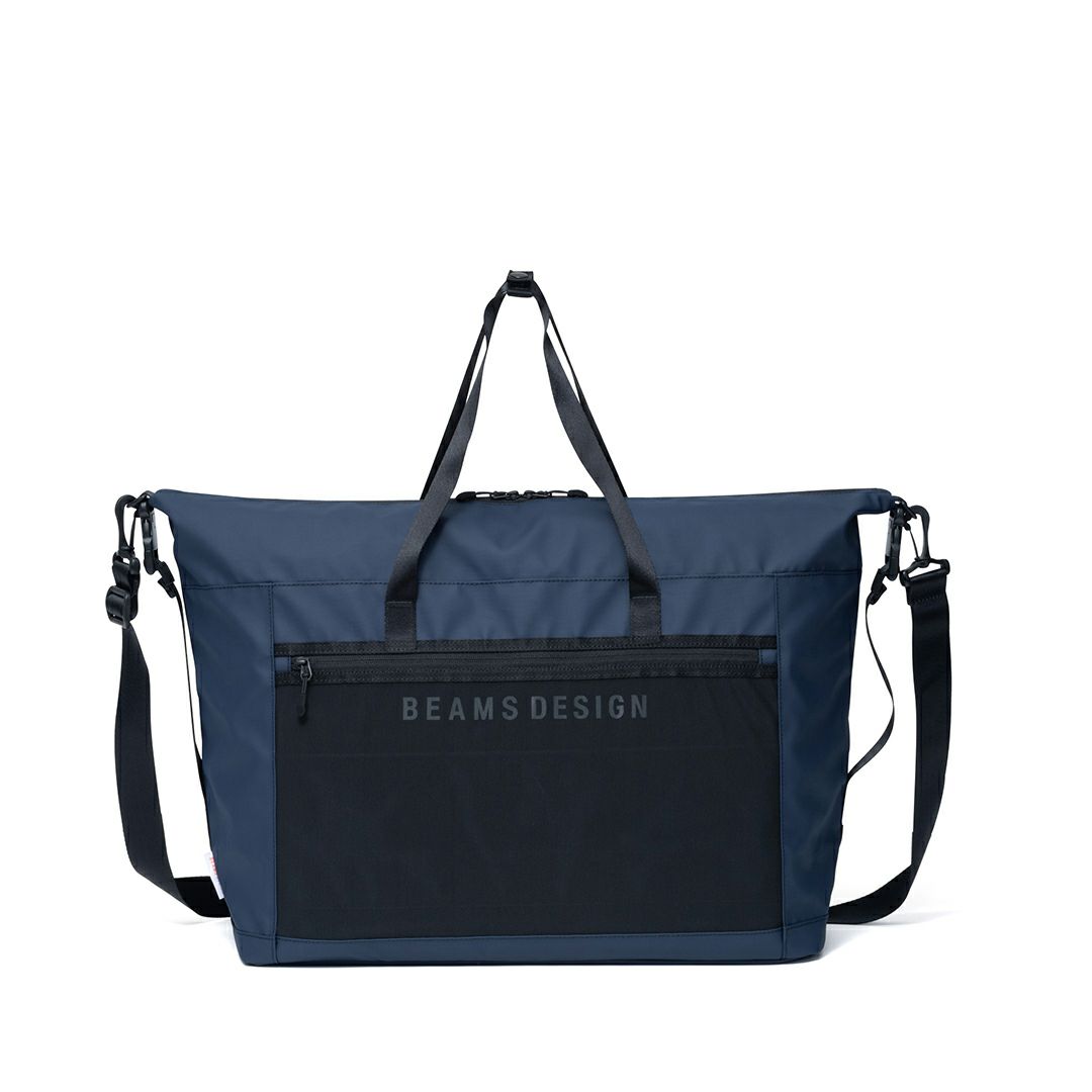BEAMS DESIGN ELASTIC MESH ボストンバッグ【BMMH0BB1】 ネイビー