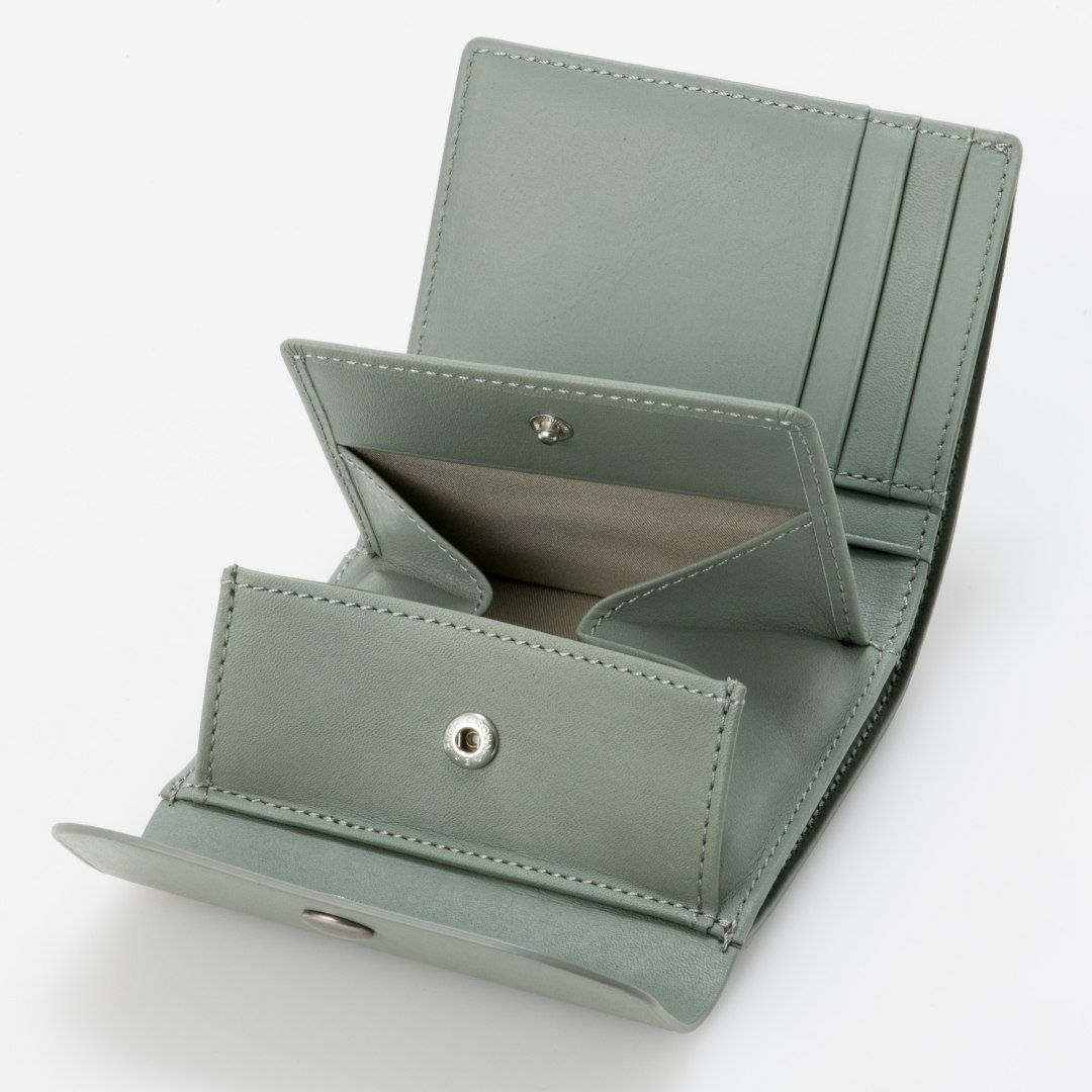 MARGARET HOWELL idea ナッシュ BOX折り財布 ブルーグリーン