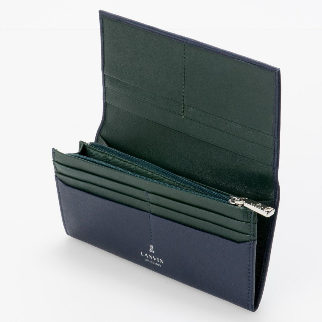 LANVIN COLLECTION SHEEP LEATHER かぶせ型長財布 ネイビー