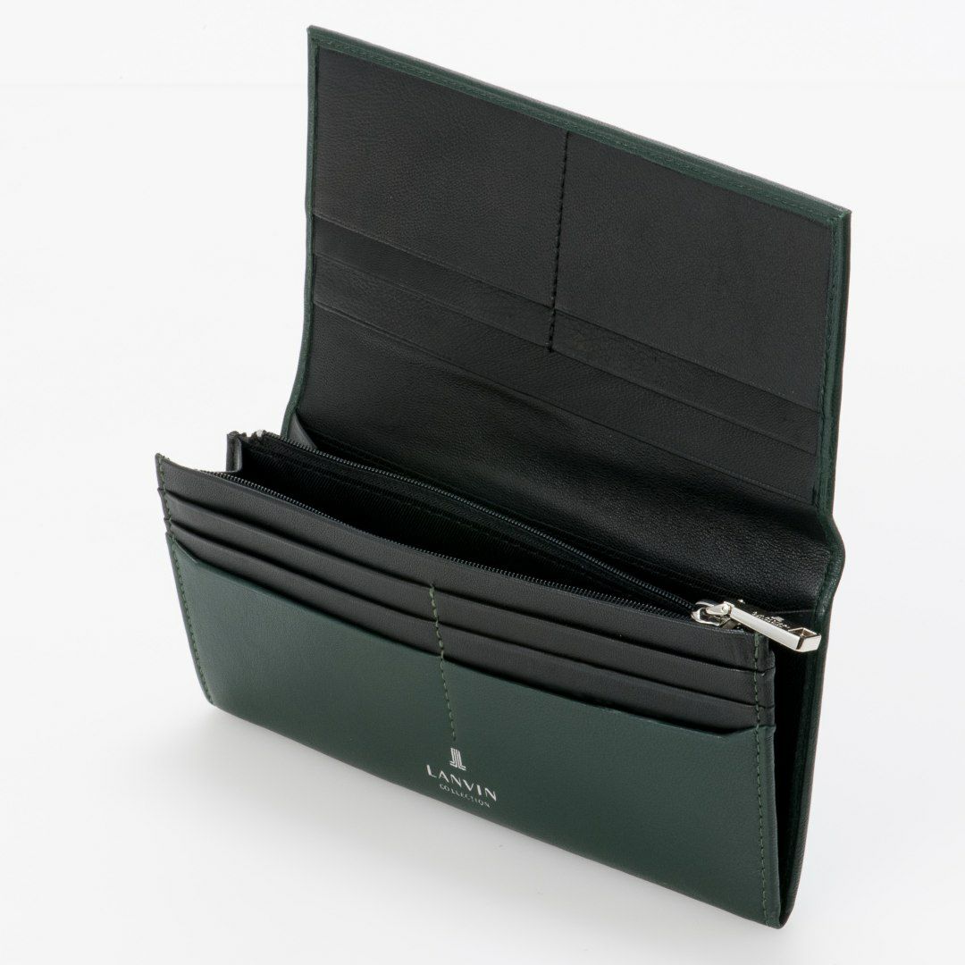 LANVIN COLLECTION SHEEP LEATHER かぶせ型長財布 グリーン