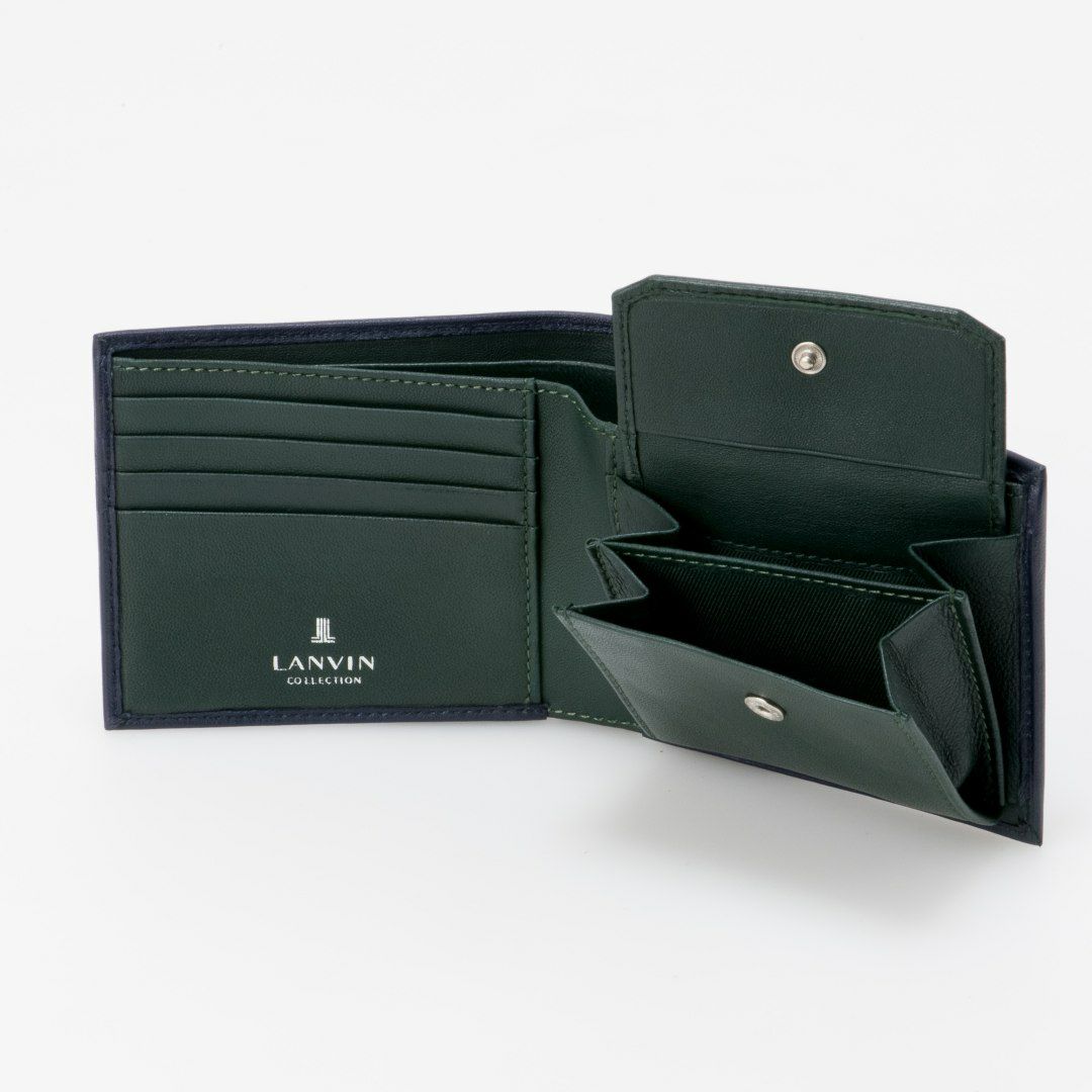 LANVIN COLLECTION SHEEP LEATHER 二つ折り財布 ネイビー