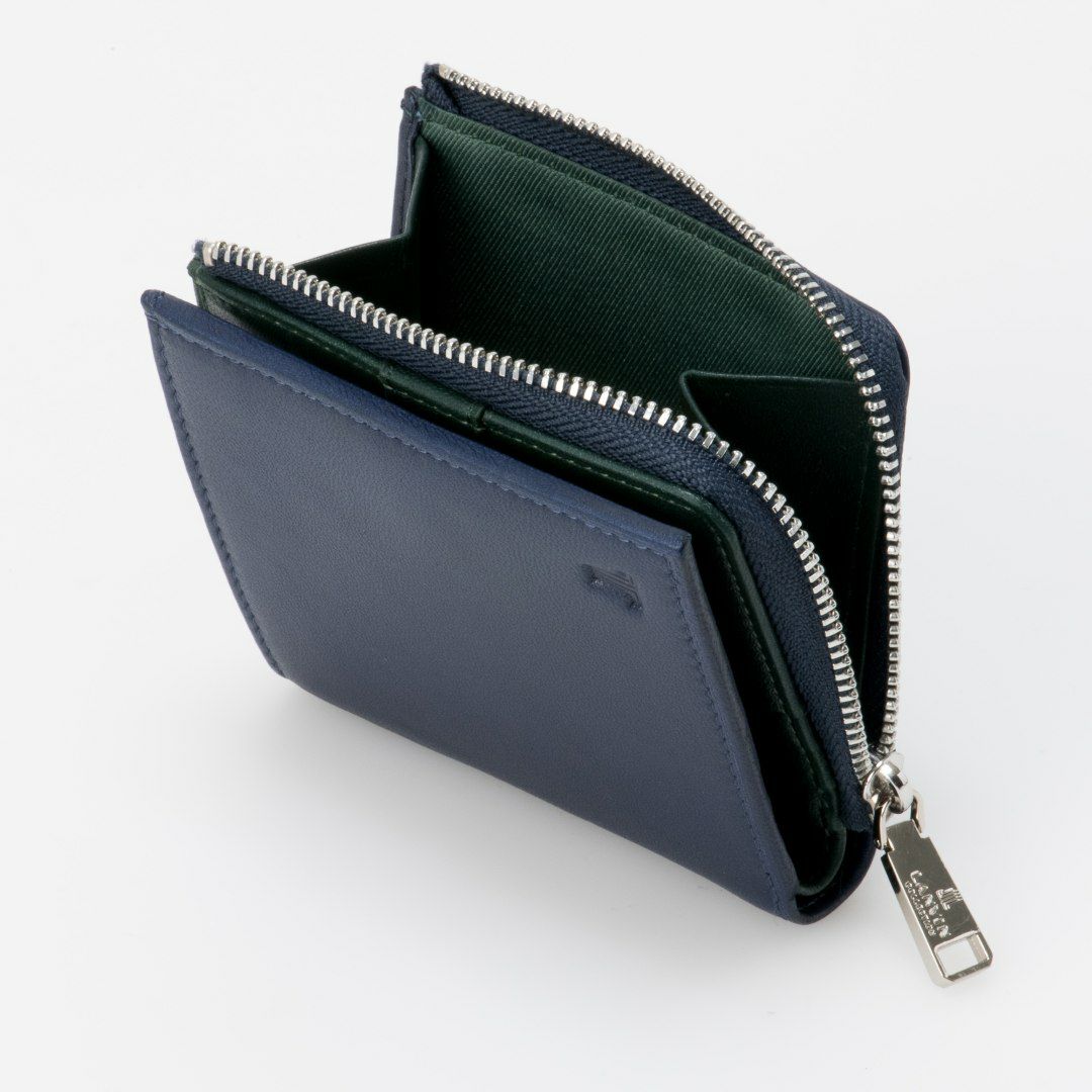 LANVIN COLLECTION SHEEP LEATHER L字ファスナー折り財布 ネイビー