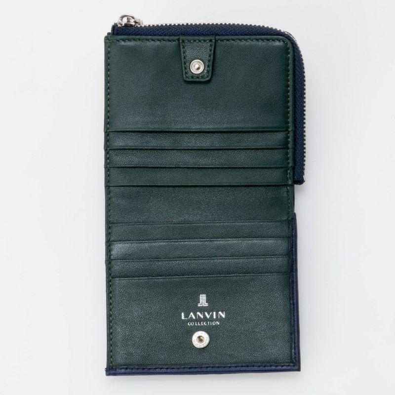 LANVIN COLLECTION SHEEP LEATHER L字ファスナー折り財布 ネイビー