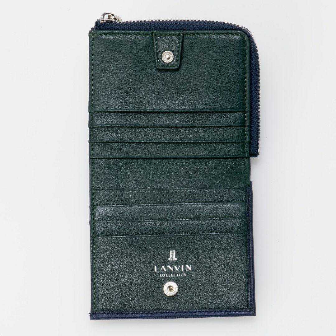 LANVIN COLLECTION SHEEP LEATHER L字ファスナー折り財布 ネイビー